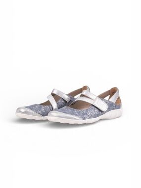 Remonte Blue Metallic and Silver Blue Leather Mary Jane Style Sandal Sneakers